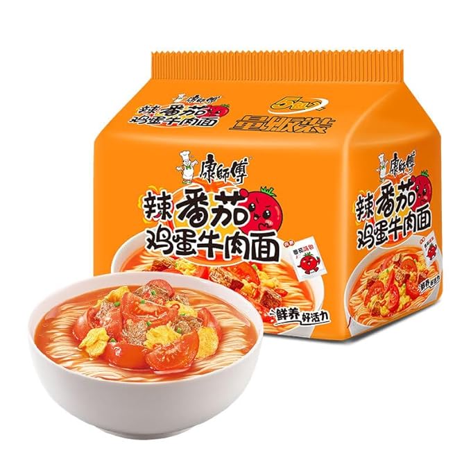 Chinese food Noodles 康师傅 方便面 经典辣番茄面五连包110g*5 泡面 袋装