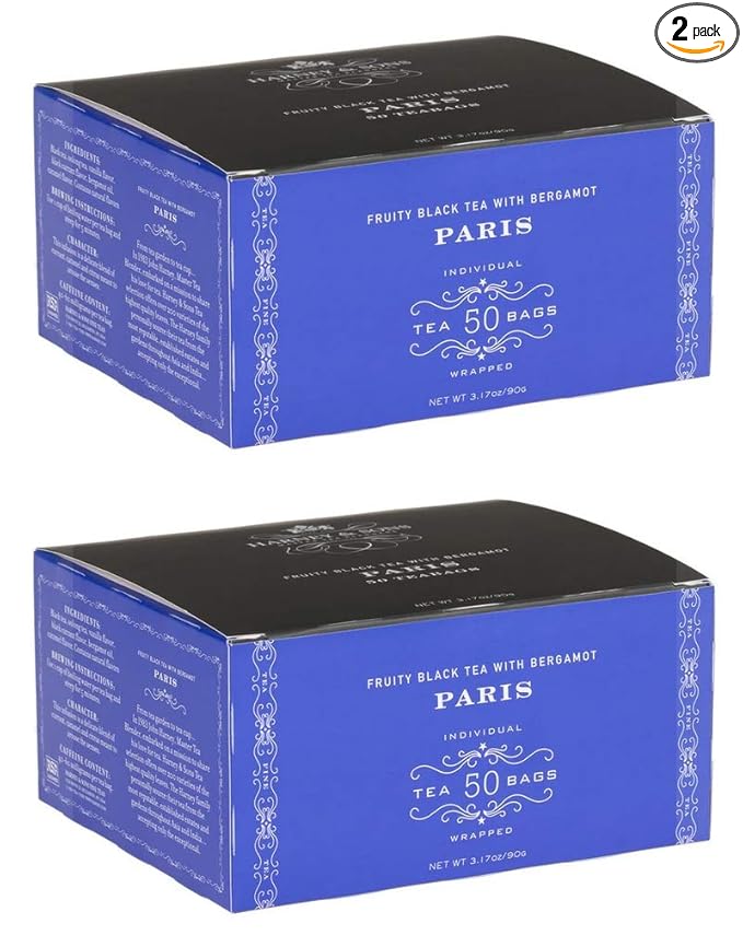 Harney &amp Sons Paris Tea Bags - Box of 50 Tea Bags (Pack of 2) Fruity Black Tea with Bergamot