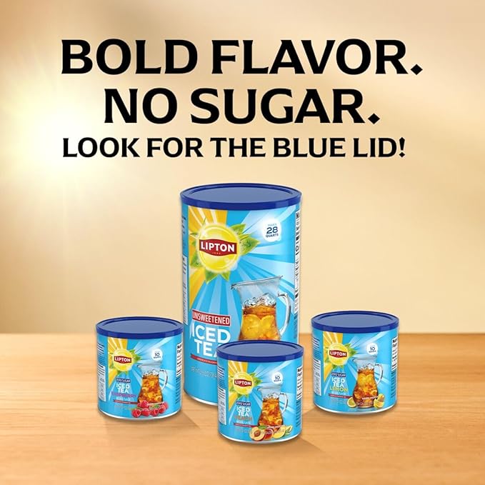 Lipton Zero Sugar Iced Tea Mix Peach Flavor Black Iced Tea Makes 10 Quarts (Pack of 6)