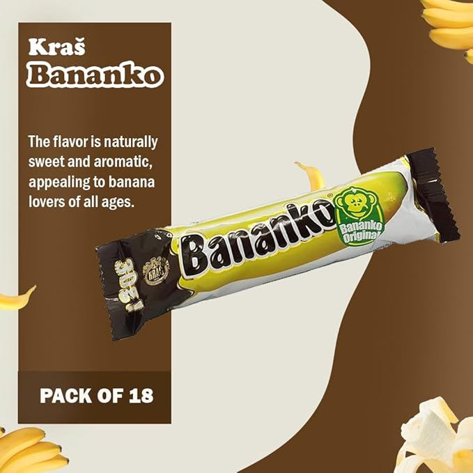 Kraš Bananko 120g - Irresistibly Delicious Mini Chocolate Covered Foam Bananas - Treat Yourself to Every Bite of Sweet Bliss! Pack of 5 (30G 18 Pack)
