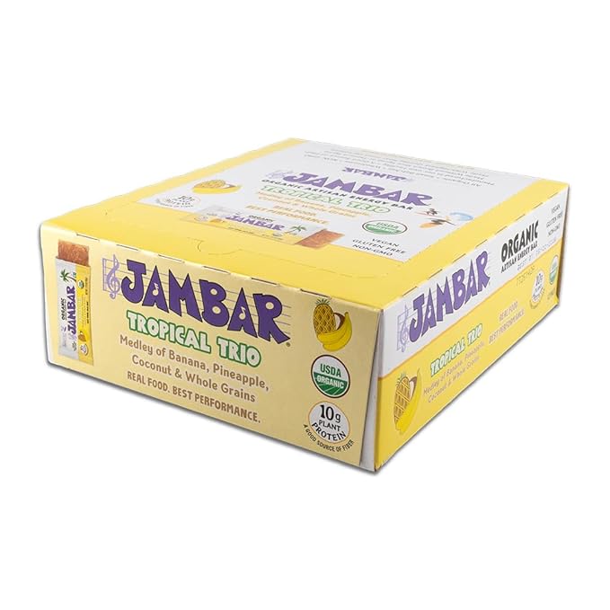 JAMBAR Organic Artisan Energy Bar (Tropical Trio -12 Pack)