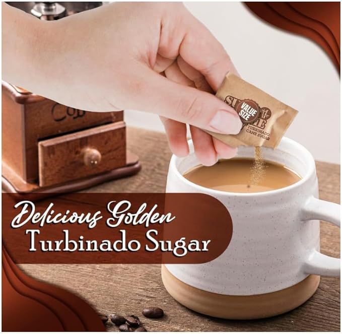 Sugar Raw/Raw Natural Cane Brown Sugar Turbinado 500 Count Pack of 1 Natural Sweetener for Drinks and Baking Packets for Home Office Coffee Bar GiftRestaurants &amp Coffee Stations