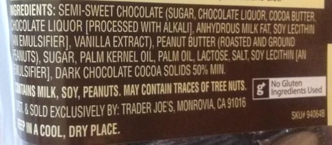 NEW Trader Joe's Dark Chocolate Peanut Butter Cups 4 PACK NO ARTIFICIAL FLAVORS 1 lb each Container NO PRESERVATIVES