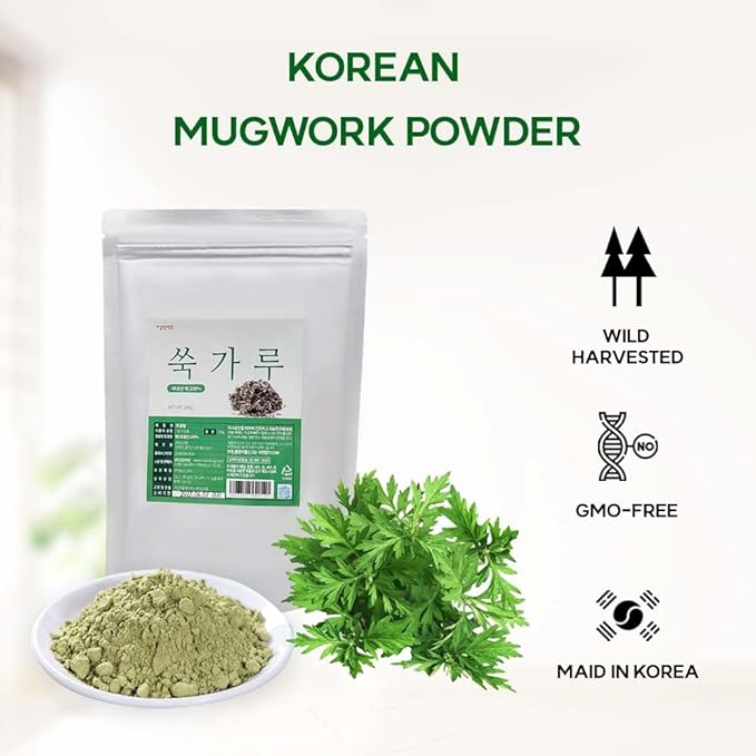 K-Herb Korean Mugwort Powder – 100% Pure Dried Mugwort from Korea Natural Ingredient for Herbal Tea Culinary Use Plant-Based Powder 쑥가루 (10.6 oz (300g) Mugwort)