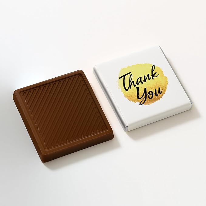 50 pcs Thank You Chocolates - Elegant Milk and Dark Chocolate Treats for Weddings Events Corporate Gifts and Special Occasions (dark) ((Design 3 - dark))
