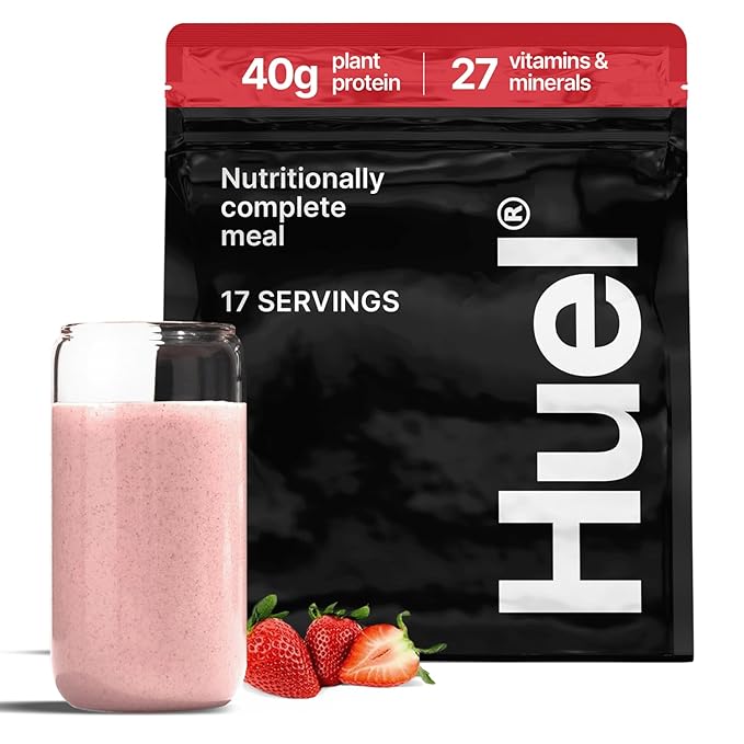 Huel Black Edition | Strawberry 40g Vegan Protein Powder | Nutritionally Complete Meal | 27 Vitamins and Minerals Gluten Free | 17 Servings