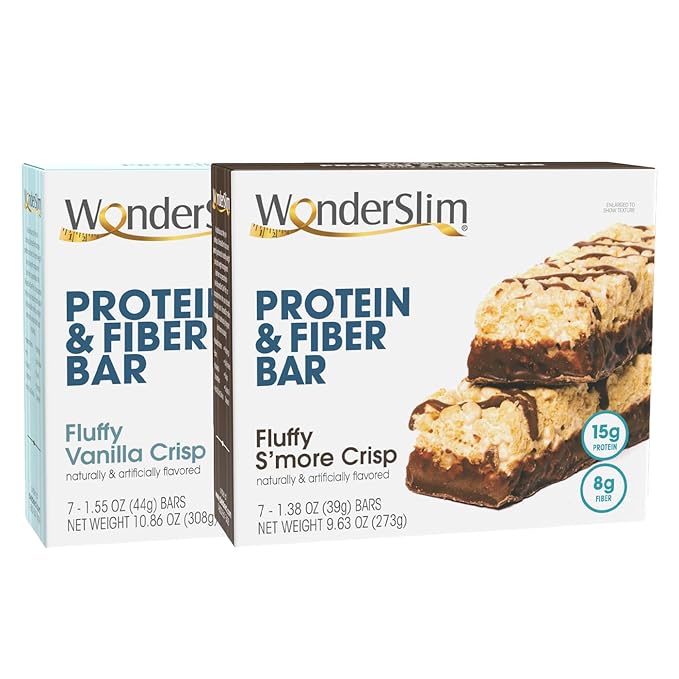 Wonderslim Protein Fiber Bar Bundle Vanilla Crisp &amp S'more Crisp