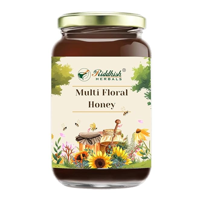 Riddhish Herbals Multi Floral Honey | 100% Natural Wild Forest Honey | Raw &amp Unprocessed | Rich in Enzymes &amp Pollen | No Added Sugar | Pure &amp Natural Honey
