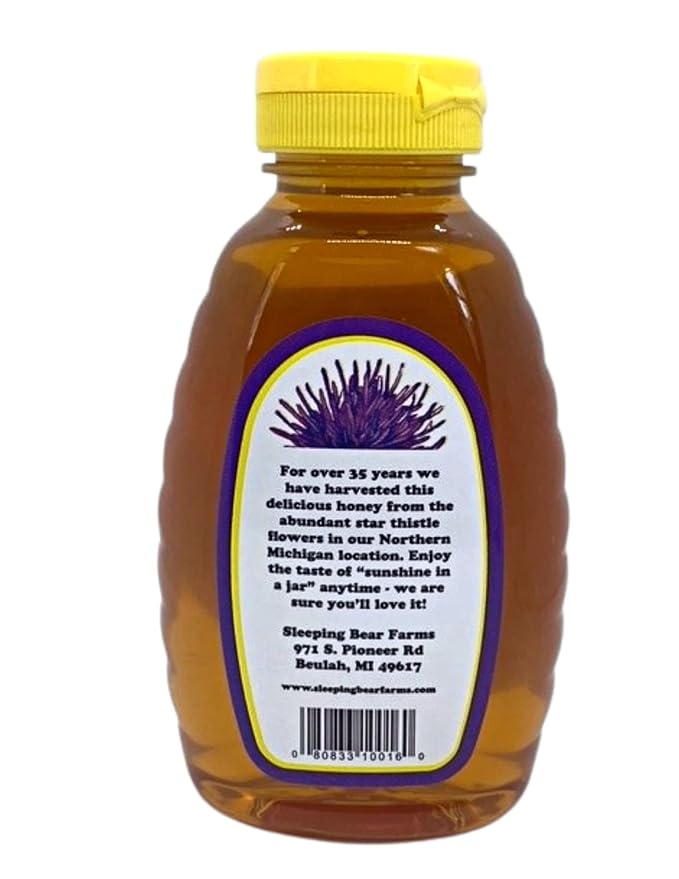Star Thistle Honey 16oz. Bottle - Bulk Case of 12 Unpasteurized Unblended No Additives Pure Michigan Honey