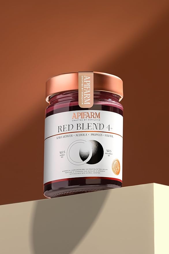 Red Blend 4 - Elderberry Acerola Propolis Raw Honey Mix 415g (14.6oz) - Natural Superfood Blend with Antioxidants
