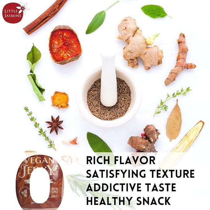 NON -GMO Little Jasmine Vegan Jerky Original Flavor Plant Based Protein Clean Ingredients Made in Taiwan 7.5 oz (2 PACK)