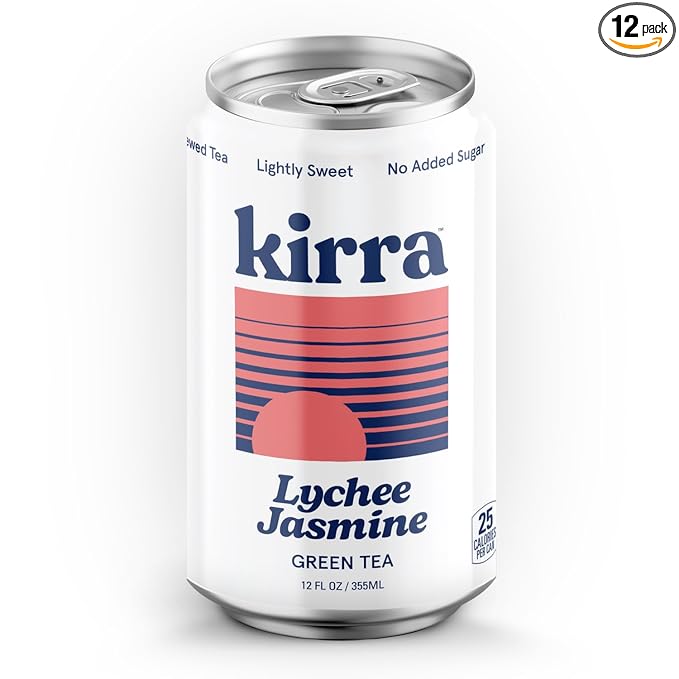 Kirra Organic Iced Tea 12 Pack - Lychee Jasmine Green Tea - Lightly Sweetened with Organic Juice - No Added Sugar or Artificial Sweeteners - Ice Tea Cans - Iced Green Tea with Lychee Tea Flavor