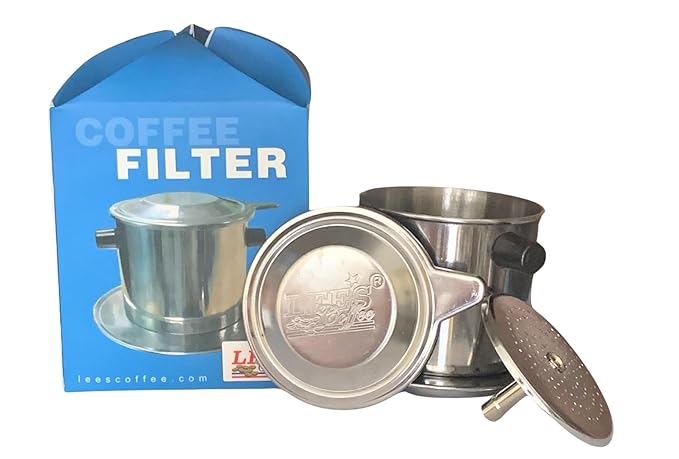Lee's Coffee The best of Vietnamese Milk Coffee Combo Kits - Bo Ca Phe Phin Ket Hop Sua Dac Ngon Dam Dac Lee Coffee - Included Ground Buon Me Thuot Coffee with the Coffee Fillter and Sweetened Condens