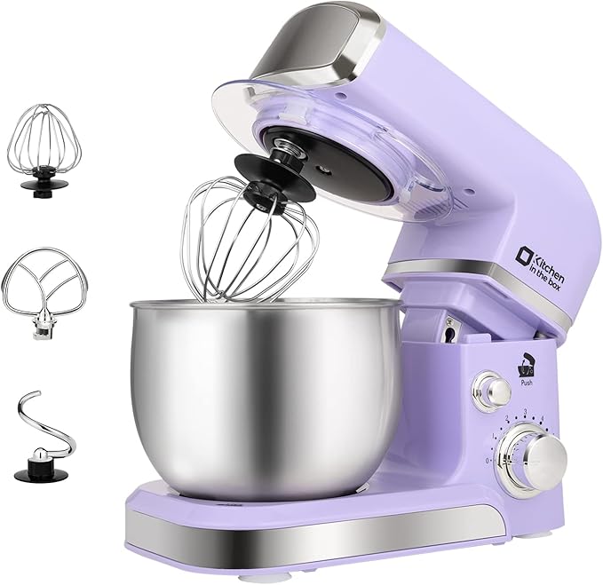 Stand Mixer Kitchen in the box 3.2Qt Small Electric Food Mixer6 Speeds Portable Lightweight Kitchen Mixer for Daily Use with Egg WhiskDough HookFlat Beater (Purple)