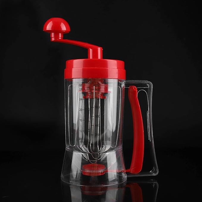 Handheld Batter Tool | Manual Pancake/Cupcake Mixer | ABS Baking Device with Scale | Safe &amp Easy to Maintain | 21.5cm for Cakes/Waffles