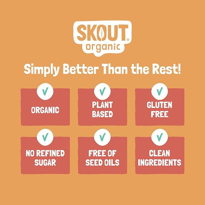 Skout Organic Plant-Based Protein Bars Peanut Butter (12 Pack) – 10g Protein – Vegan Protein Bars – Only 3 Ingredients – Easy Snack – Gluten Dairy &amp Soy Free