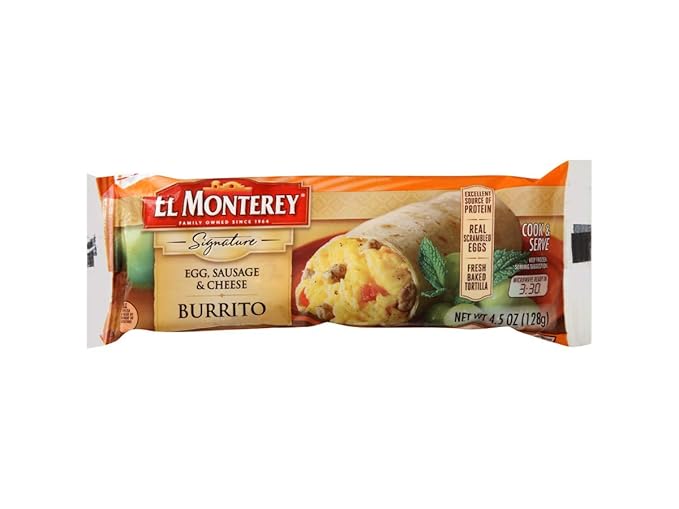 Ruiz El Monterey Egg and Cheese Sausage Breakfast Burrito 4.5 Ounce -- 24 per case.