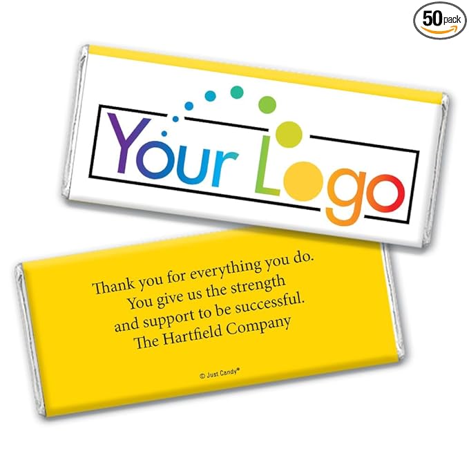 50 Pcs Personalized Candy Promotional Products Add Your Logo Chocolate Bars - Yellow