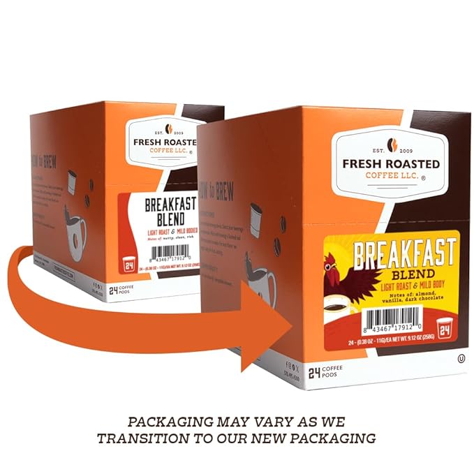 Fresh Roasted Coffee Breakfast Blend Light Roast 72 Pods for K Cup Brewers