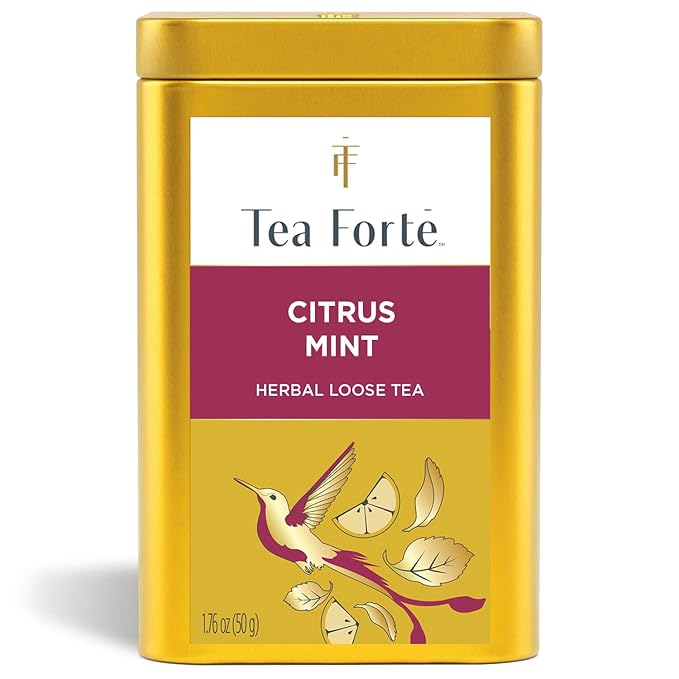 Tea Forte Citrus Mint Premium Loose Leaf Caffeine-Free Herbal Tea Blend Canister Makes 35-50 Cups
