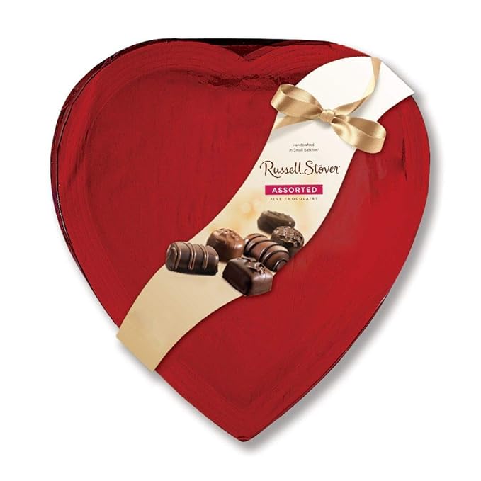 Russell Stover Red Foil Heart Box of Valentines Assorted Chocolates 20 Ounce (35 Pieces)