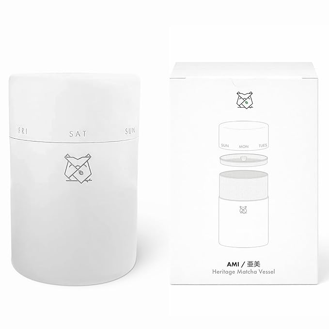 FKRŌ Ami Matcha Canister – Airtight Double-Seal Stainless Steel Tea &amp Coffee Storage Tin for Matcha Powder Loose Tea &amp Spices
