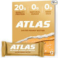 Atlas Real Food Protein Bar – 20g Clean Protein 0g Sugar No Seed Oils No Artificial Sweeteners (Salted Peanut Butter 12 Count)