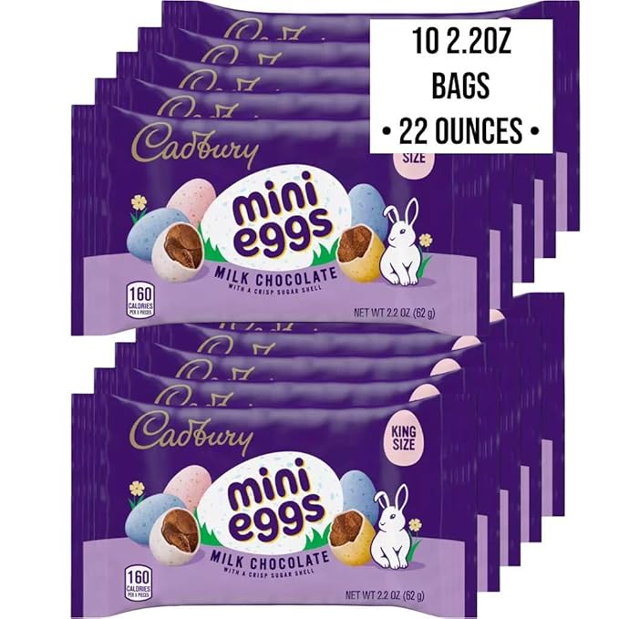 CADBURY MINI EGGS Milk Chocolate with Crisp Sugar Shell Easter Candy 1.5 Pounds 10 Bags