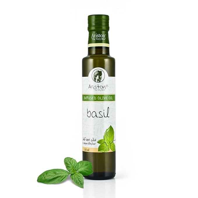 Ariston The Very Best Extra Virgin Olive Oil | Anti-Oxidant Rich Cold Pressed Premium Quality | Product of Greece (250ml) 8.45 fl oz Basil