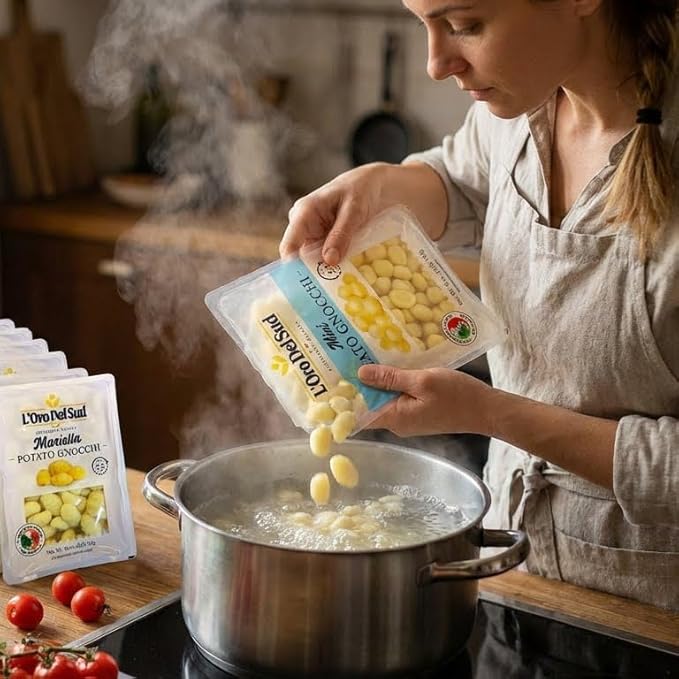 L'Oro Del Sud Pack of 12 Potato Gnocchi Cooks in 2-3 Minutes Shelf Stable Mariella 12 Pack x 1 Lb