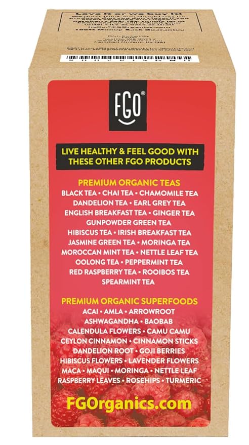FGO Organic Raspberry Leaf Tea K-Cup Pods for Keurig 24 Count (Pack of 1) Naturally Caffeine-Free Herbal Tea USDA Organic Non-GMO &amp Recyclable