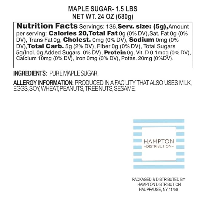 Maple Sugar 1.5 Pound Resealable Bag All-Natural Perfect for Cooking Baking &amp Blending