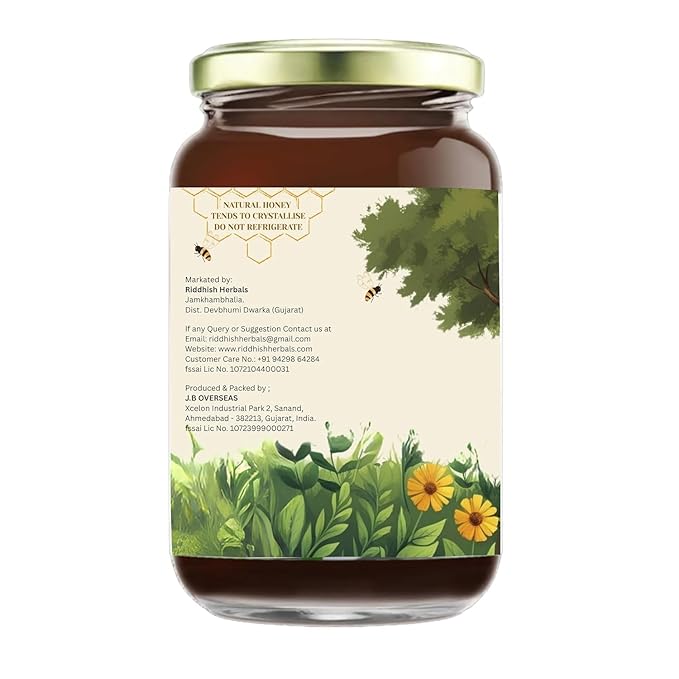 Riddhish Herbals Multi Floral Honey | 100% Natural Wild Forest Honey | Raw &amp Unprocessed | Rich in Enzymes &amp Pollen | No Added Sugar | Pure &amp Natural Honey