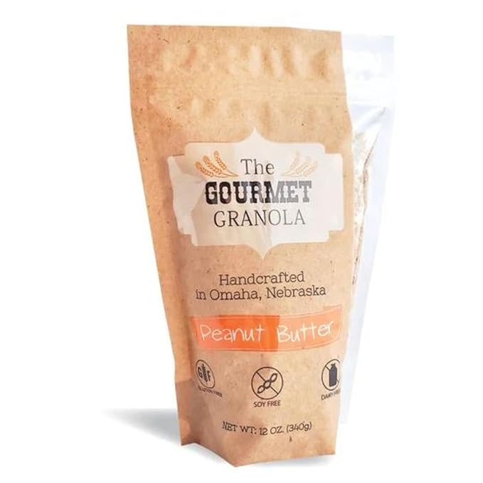 The Gourmet Granola | Peanut Butter Granola | Bits Of Peanut Butter Goodness | Gluten Free | Dairy Free &amp Soy Free | Made in Nebraska USA | 12 oz Bag | 3 Pack