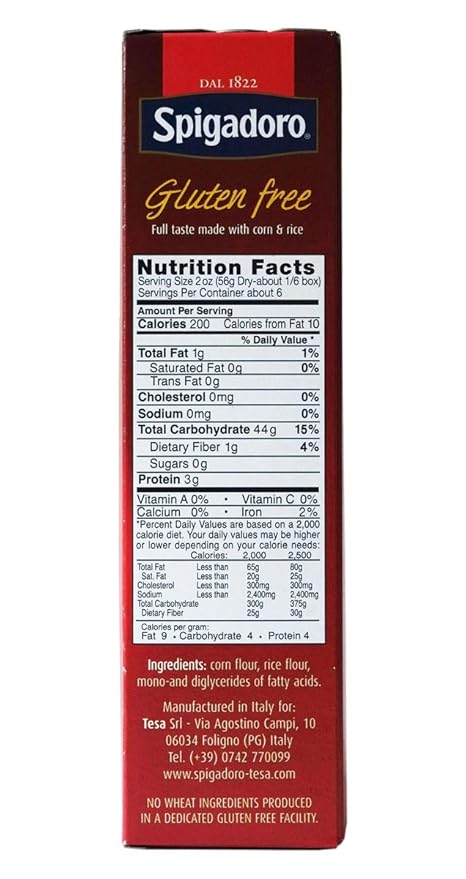 Spigadoro Fusilli Gluten-Free Italian Pasta | 340 Gram | 12 Ounce | Pack of 4