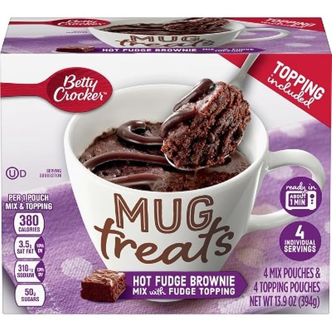 Betty Crocker Hot Fudge Brownie Mug Treat Cake Mix (Pack of 4)