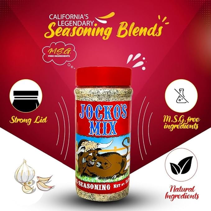 Jocko's Mix Santa Maria Style Seasoning - 15.3oz Bottle Of Tri-Tip Steak Pork and Chicken Seasoning - Santa Maria Grill - Jocko's Mix for Meat Seafood Stew &amp Vegetables