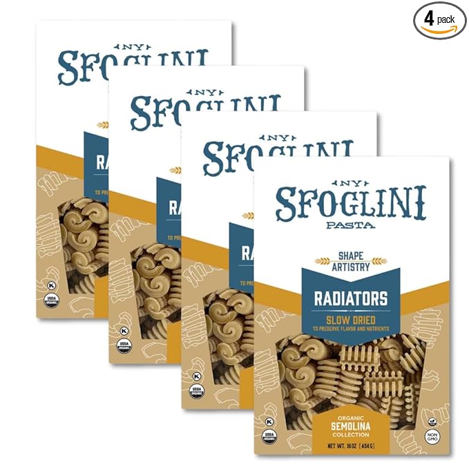 Sfoglini Organic Durum Semolina Radiators (4-Pack 16oz Each)