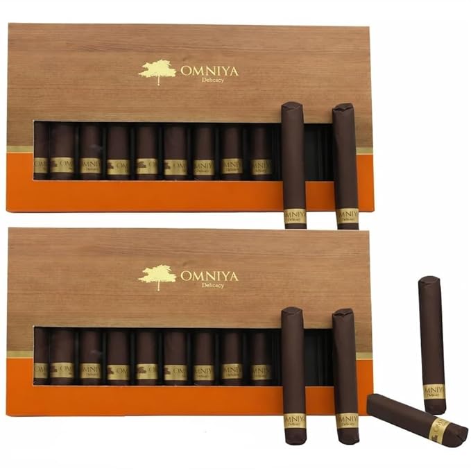 OMNIYA Delicacy Chocolate Cigar Box 24 Pieces Milk Chocolate Cigars | 2 Pack of 5.82 oz Boxes Gourmet Gift for Birthday Anniversary Holiday Graduation &amp Corporate Gifting