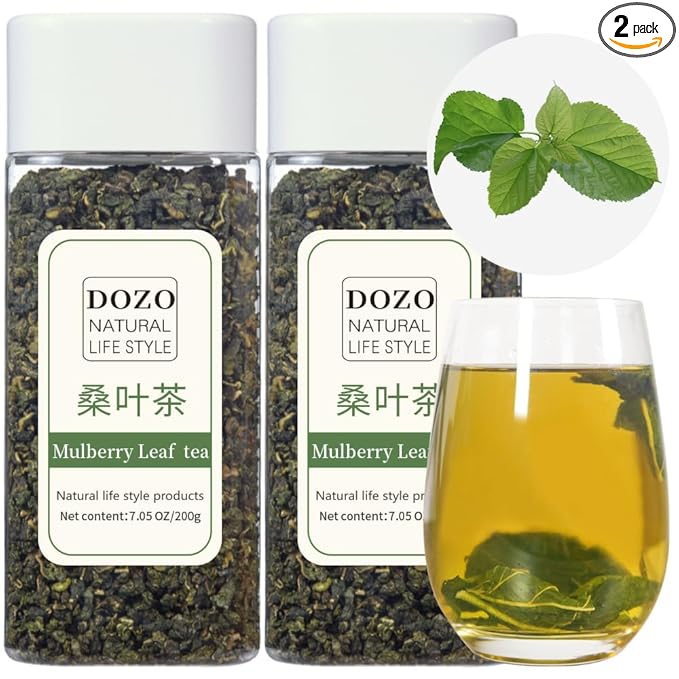 DOZO Natural Mulberry Leaf Tea Mulberry Leaves Tea 14.1oz/400g Sun-Dried Premium Mulberries Loose Leaves Sang Ye Healthy Herbal Tea Sugar Free Caffeine Free No Additives 桑叶茶 桑葉茶