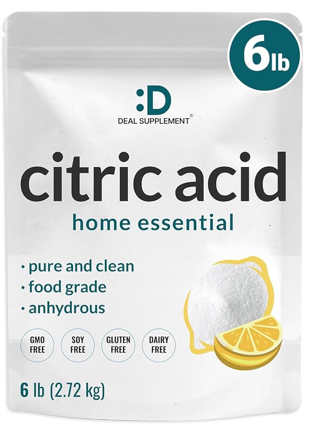 Citric Acid 6 Pounds | Fine Granular Powder Food Grade Bulk Supply – Potent Anhydrous Form – Versatile Flavor Enhancer Preservative Cleaning &amp Homemade Bath Bombs – Additive Free Non-GMO