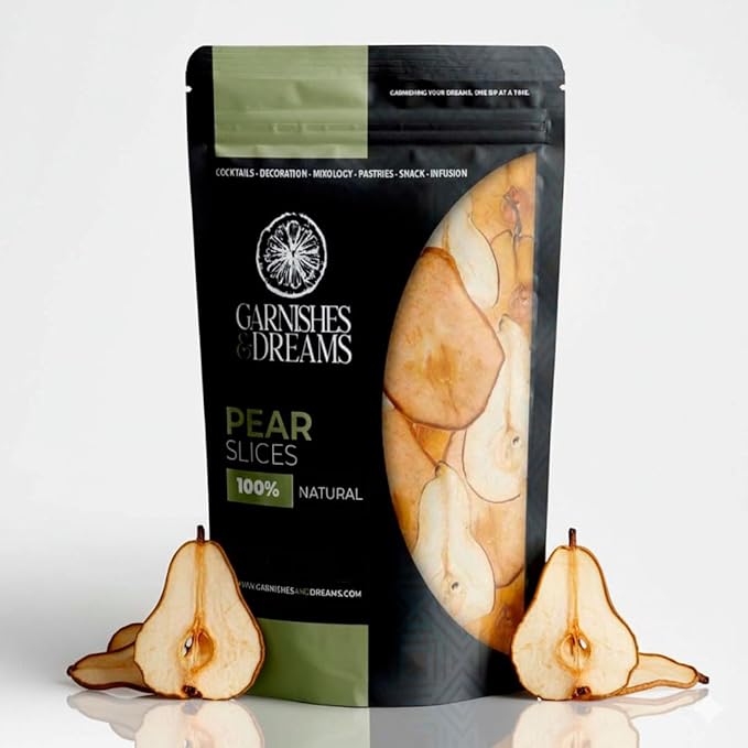 Garnishes &amp Dreams Dehydrated &amp Dried Pear Slices (8oz) – Natural Fruit for Cocktails Cheese Boards Desserts &amp Healthy Snacks No Sugar Added Edible Dried Fruit for Drinks