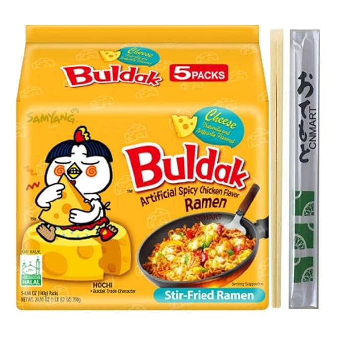 CNMART Samyang Carbonara and Cheese Hot Chicken Assorted Bundle Halal 140g (Pack of 10)