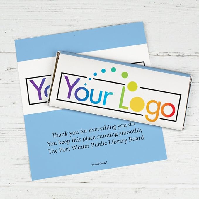 50ct Promotional Products Add Your Logo Personalized Wrappers for Candy Bars - Caribbean Blue - Candy Not Included