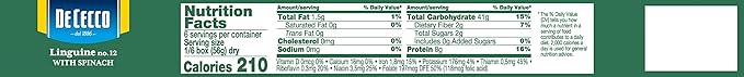 De Cecco Spinach Pasta Linguine No.7 12 Ounce (Pack of 12)