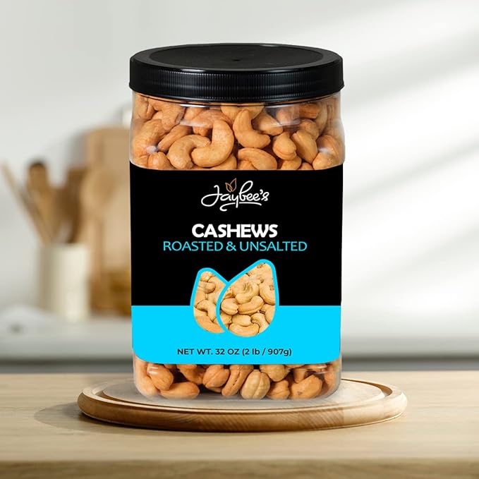 Jaybee’s Roasted Unsalted Whole Cashews – 32 oz (2 lbs) Bulk Snack – Natural Protein Superfood Vegan Keto Friendly &amp Kosher Certified – Great for Healthy Diets &amp Gift Giving