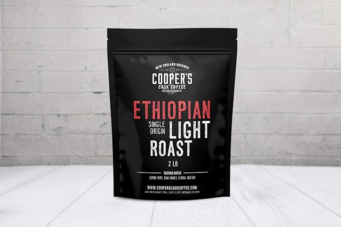 Ethiopian Bold Light Roast Grade 1 Ground Coffee Natural Dry Processed Micro Lot Intense Bright Bold &amp Aromatic Coffee - 2lb Bag