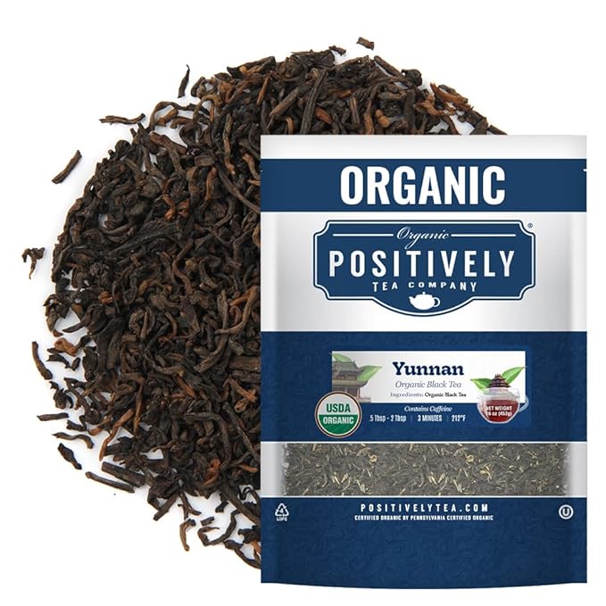 Organic Positively Tea Company Yunnan Black Tea Loose Leaf 16 Ounce