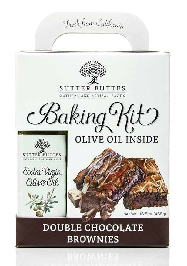 Sutter Buttes Brownie Baking Kit Gift Box with Extra Virgin Olive Oil - (Double Chocolate Brownie)
