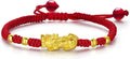 24K Solid Gold Bracelet for Women Real Pure Gold Jewelry Dainty Fortune Pixiu Ball Dragon Turtle Adjustable Red Black Braided Bracelet for Men Girlfriend